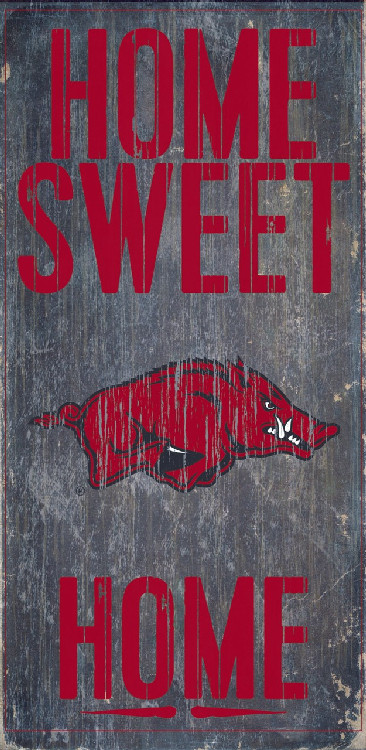 Arkansas Razorbacks Wood Sign - Home Sweet Home 6"x12"