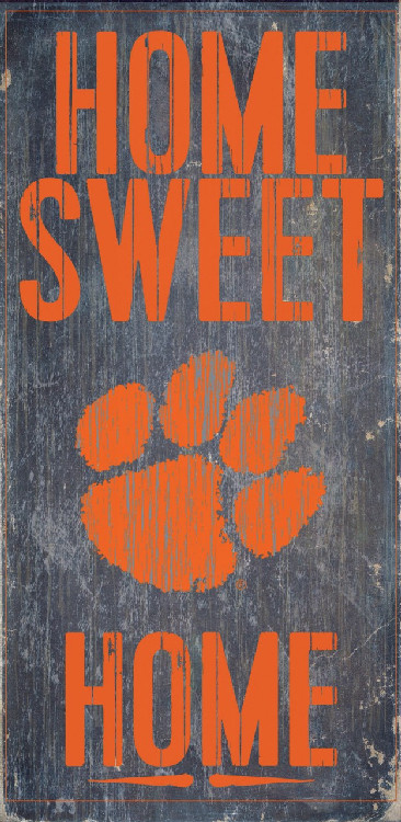 Clemson Tigers Wood Sign - Home Sweet Home 6"x12"