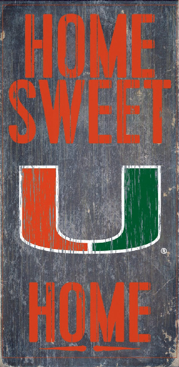 Miami Hurricanes Wood Sign - Home Sweet Home 6"x12"