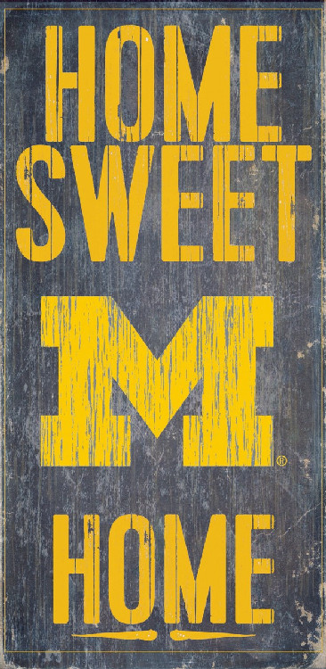 Michigan Wolverines Wood Sign - Home Sweet Home 6"x12"