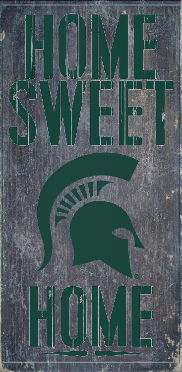 Michigan State Spartans Wood Sign - Home Sweet Home 6"x12"