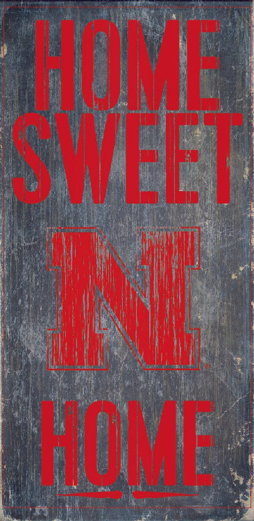 Nebraska Cornhuskers Wood Sign - Home Sweet Home 6"x12"