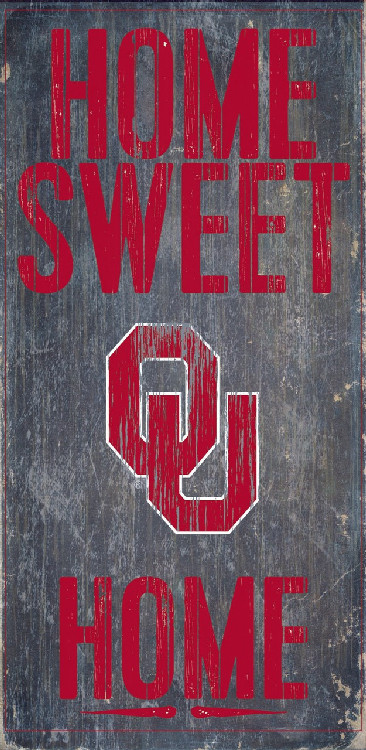 Oklahoma Sooners Wood Sign - Home Sweet Home 6"x12"