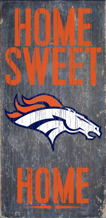 Denver Broncos Wood Sign - Home Sweet Home 6"x12"