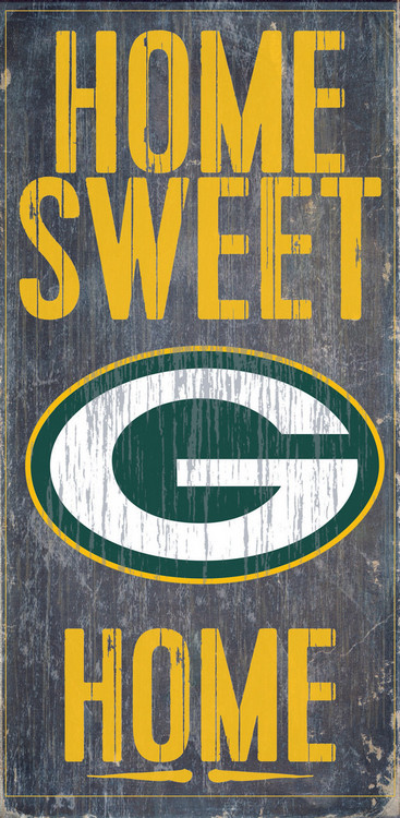 Green Bay Packers Wood Sign - Home Sweet Home 6"x12"