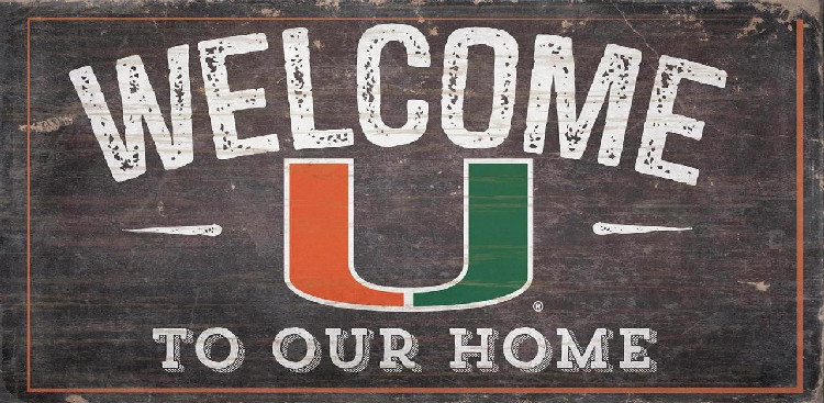 Miami Hurricanes Sign Wood 6x12 Welcome To Our Home Design