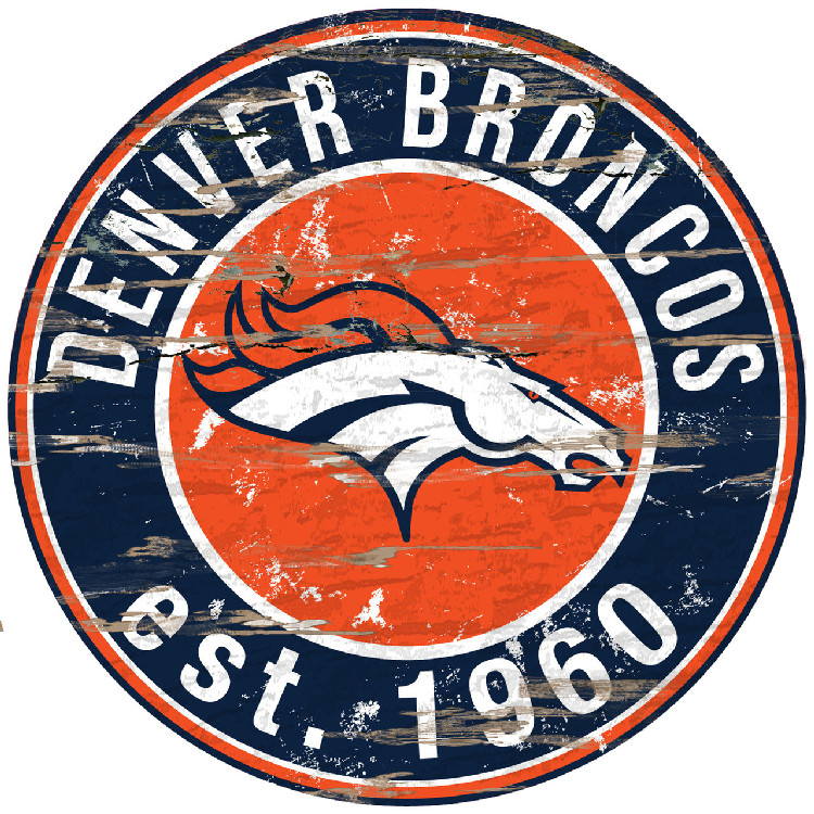 Denver Broncos Wood Sign - 24" Round