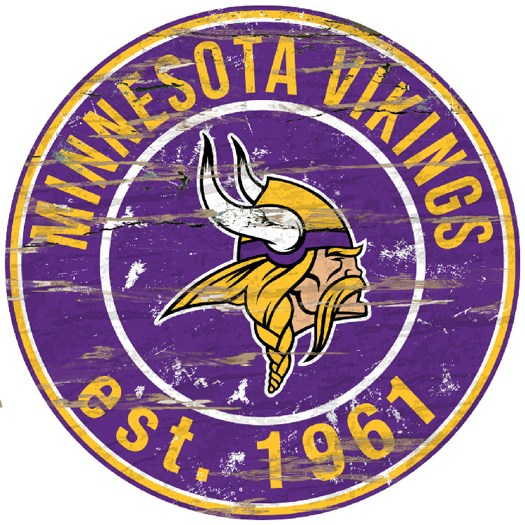 Minnesota Vikings Wood Sign - 24" Round