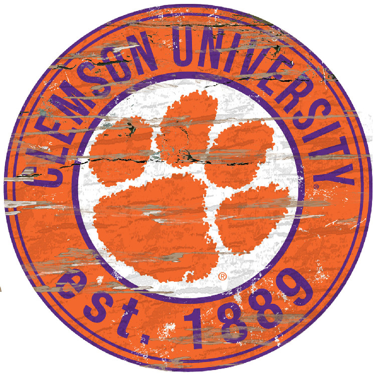 Clemson Tigers Wood Sign - 24" Round