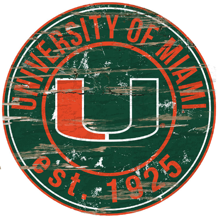 Miami Hurricanes Wood Sign - 24" Round