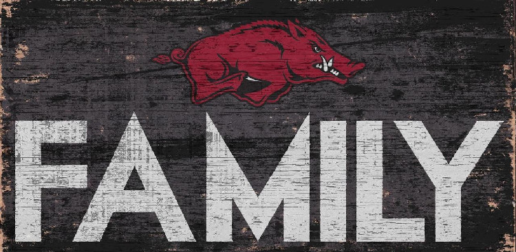 Arkansas Razorbacks Sign Wood 12x6 Family Design