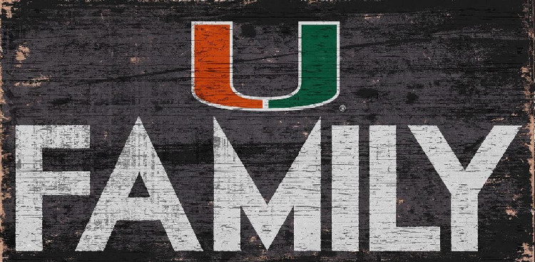 Miami Hurricanes Sign Wood 12x6 Family Design