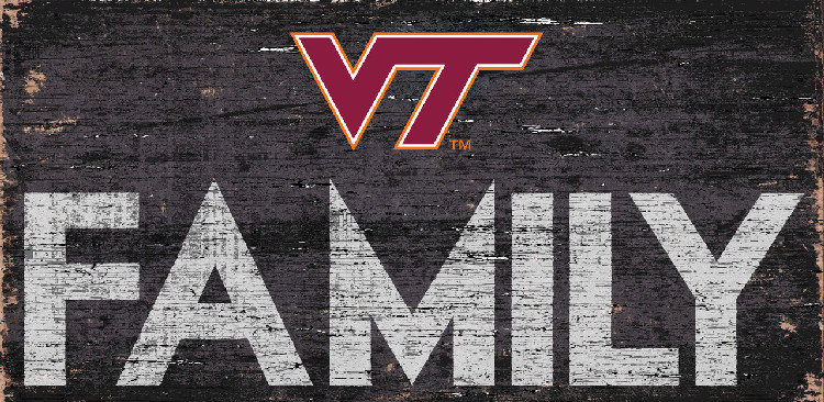 Virginia Tech Hokies Sign Wood 12x6 Family Design