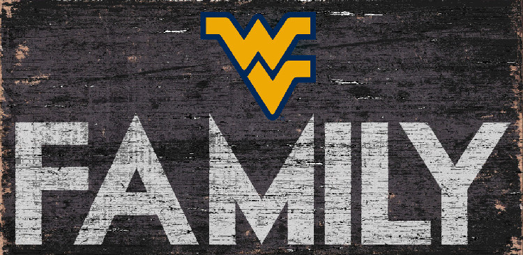 West Virginia Mountaineers Sign Wood 12x6 Family Design