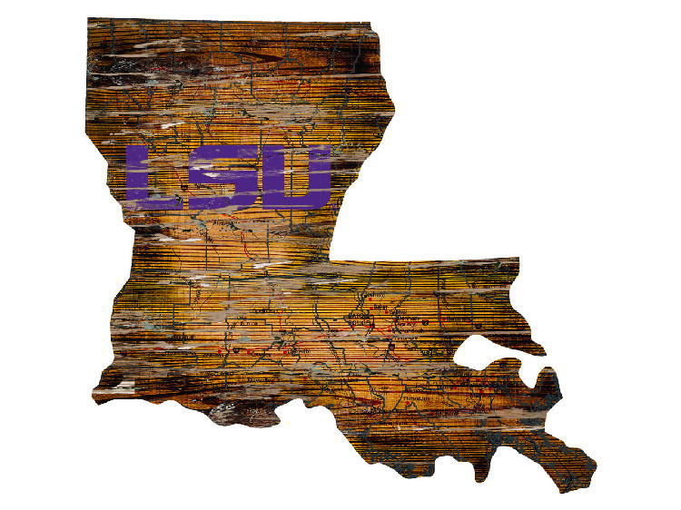 LSU Tigers Wood Sign - State Wall Art