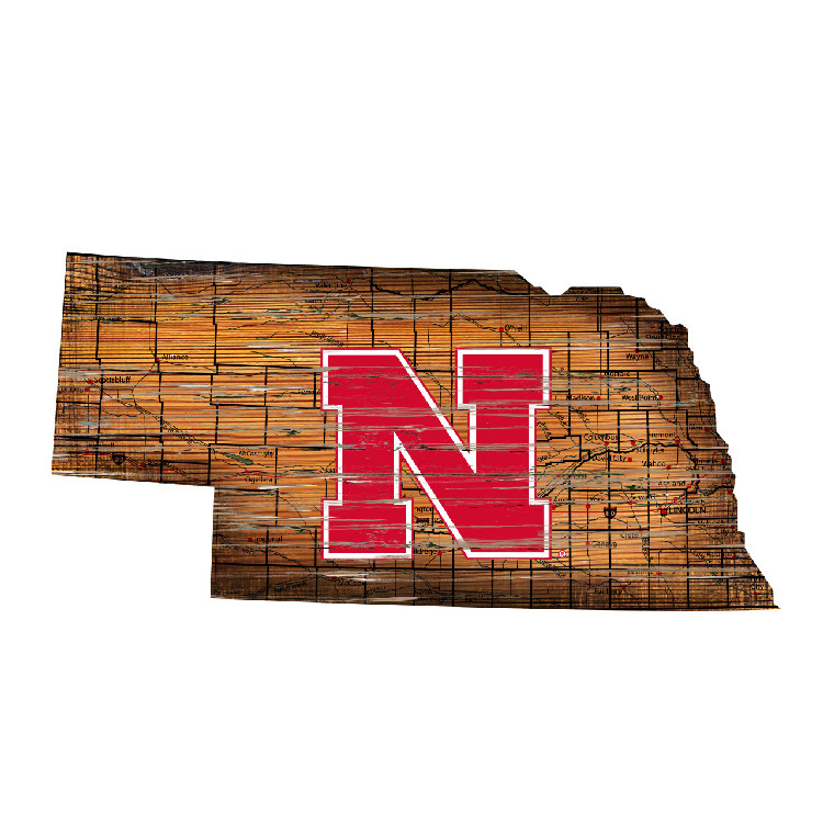 Nebraska Cornhuskers Sign Wood 24 Inch State Wall Art Design