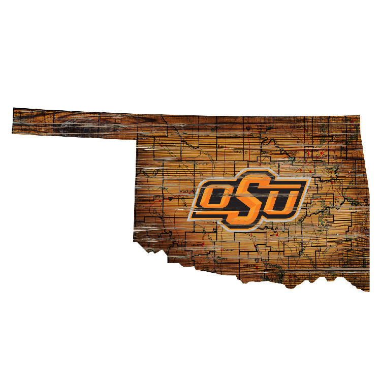 Oklahoma Sooners Sign Wood 24 Inch State Wall Art Design