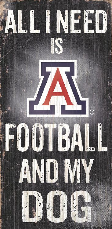 Arizona Wildcats Wood Sign - Football and Dog 6x12