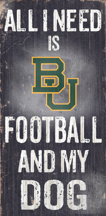 Baylor Bears Wood Sign - Football and Dog 6x12