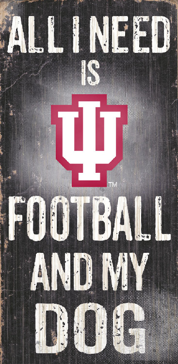 Indiana Hoosiers Wood Sign - Football and Dog 6x12