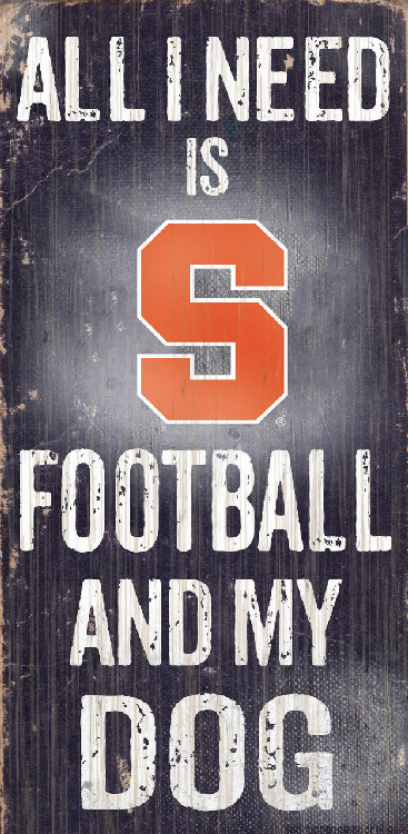 Syracuse Orange Wood Sign - Football and Dog 6x12