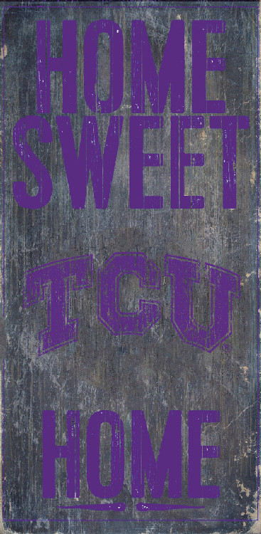 TCU Horned Frogs Sign Wood 6x12 Home Sweet Home Design