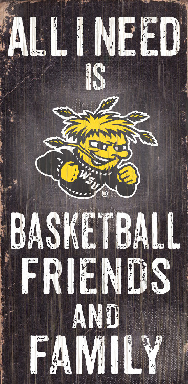 Wichita State Shockers Wood Sign - Basektball Friends and Family - 6"x12"