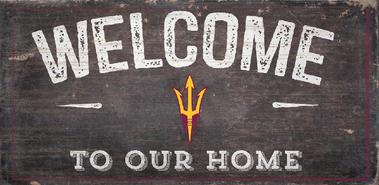Arizona State Sun Devils Sign Wood 6x12 Welcome To Our Home Design