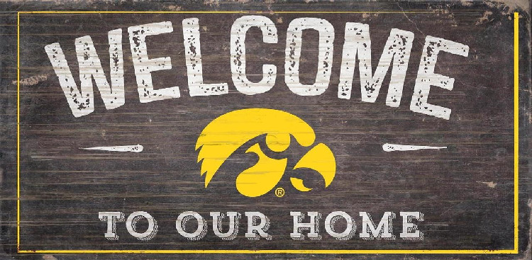 Iowa Hawkeyes Sign Wood 6x12 Welcome To Our Home Design