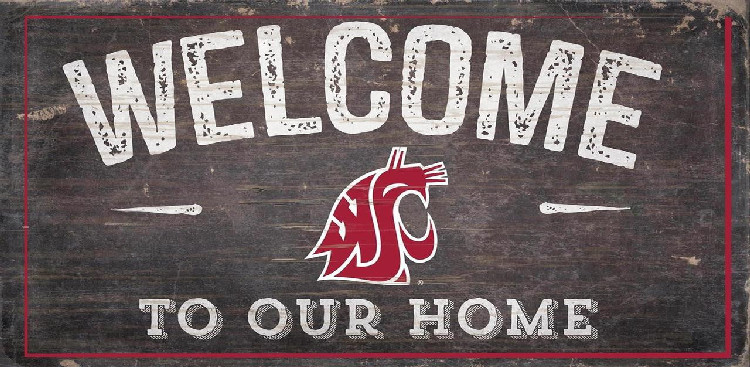 Washington State Cougars Sign Wood 6x12 Welcome To Our Home Design