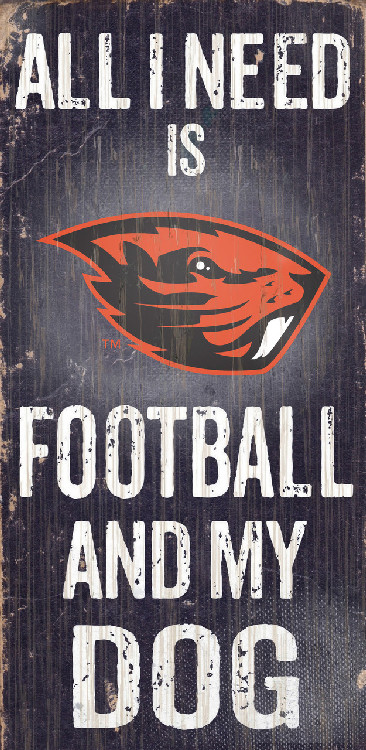 Oregon State Beavers Sign Wood 6x12 Football and Dog Design