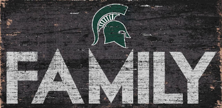 Michigan State Spartans Sign Wood 12x6 Family Design