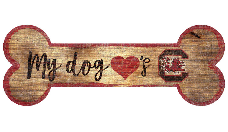 South Carolina Gamecocks Sign Wood 6x12 Dog Bone Shape