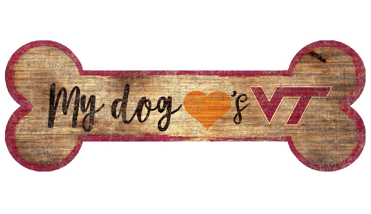 Virginia Tech Hokies Sign Wood 6x12 Dog Bone Shape