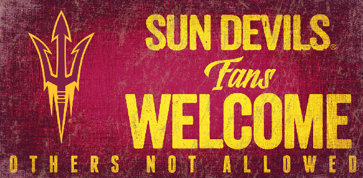 Arizona State Sun Devils Wood Sign Fans Welcome 12x6