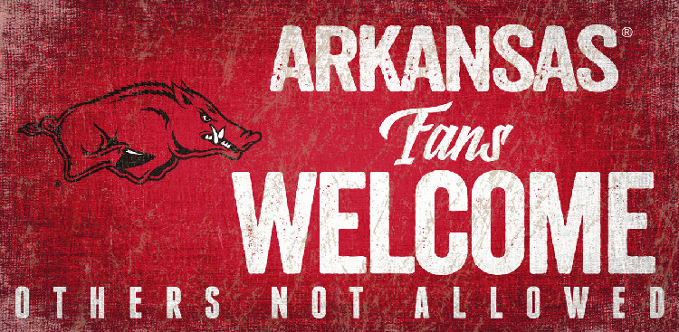 Arkansas Razorbacks Wood Sign Fans Welcome 12x6