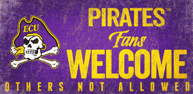 East Carolina Pirates Wood Sign Fans Welcome 12x6