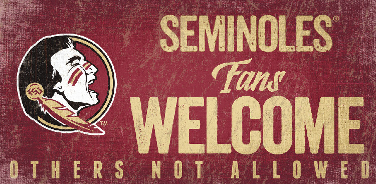 Florida State Seminoles Wood Sign Fans Welcome 12x6