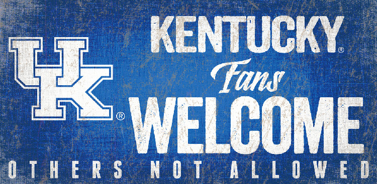 Kentucky Wildcats Sign Wood 12x6 Fans Welcome Design