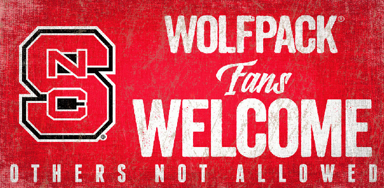 North Carolina State Wolfpack Wood Sign Fans Welcome 12x6