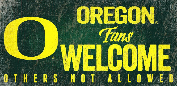 Oregon Ducks Wood Sign Fans Welcome 12x6