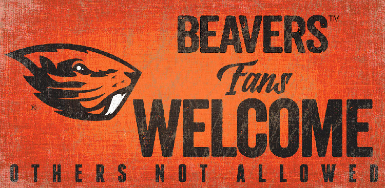 Oregon State Beavers Wood Sign Fans Welcome 12x6