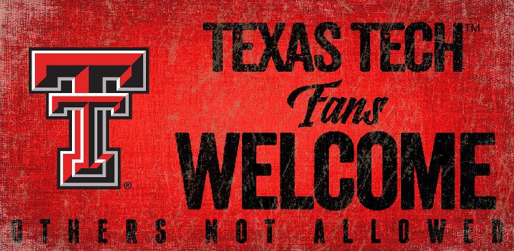 Texas Tech Red Raiders Wood Sign Fans Welcome 12x6