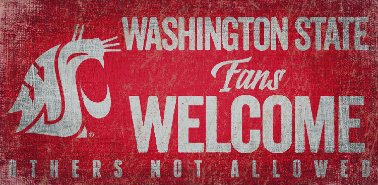 Washington State Cougars Wood Sign Fans Welcome 12x6