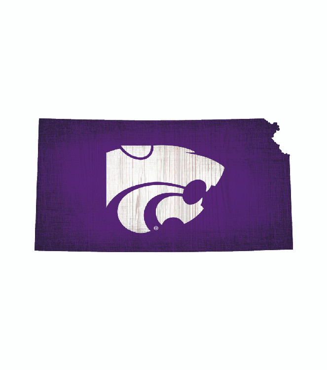 Kansas State Wildcats Sign Wood 12 Inch Team Color State Shape Designder