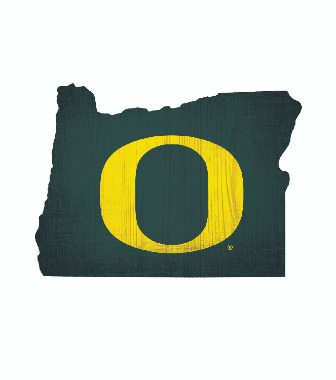 Oregon Ducks Sign Wood 12 Inch Team Color State Shape Design