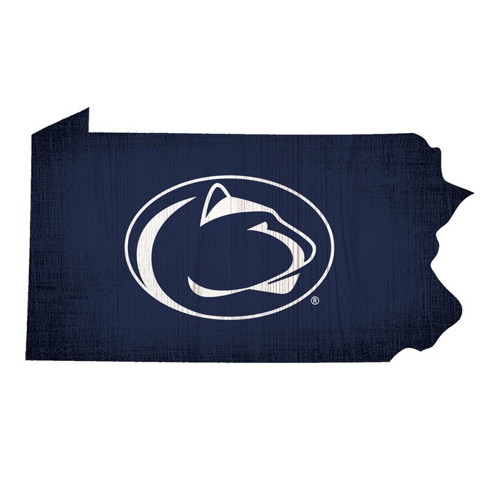 Penn State Nittany Lions Sign Wood 12 Inch Team Color State Shape Design