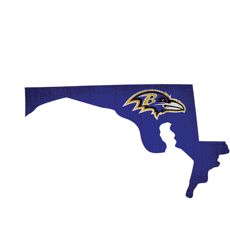 Baltimore Ravens Sign Wood 12 Inch Team Color State Shape Design
