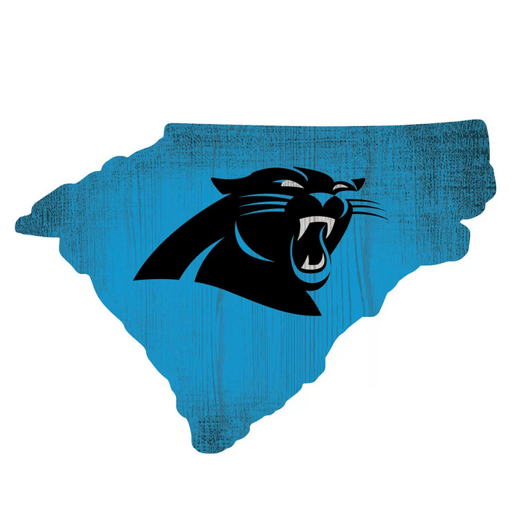 Carolina Panthers Sign Wood 12 Inch Team Color State Shape Design