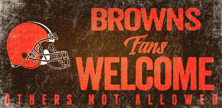 Cleveland Browns Wood Sign Fans Welcome 12x6